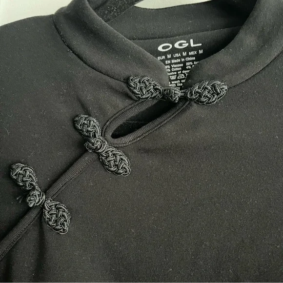 OGL Mandarin Collar Asymmetric Frog Button Brami Top Sz M - Picture 4 of 7